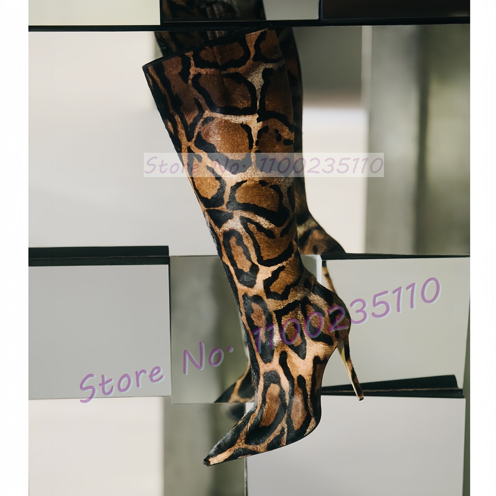 Stivali al ginocchio da donna  - Leopard Print Heels recensione e prezzo