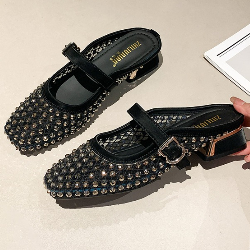 Pantofole con tacco grosso con - Women Shoes Sandals recensione e prezzo
