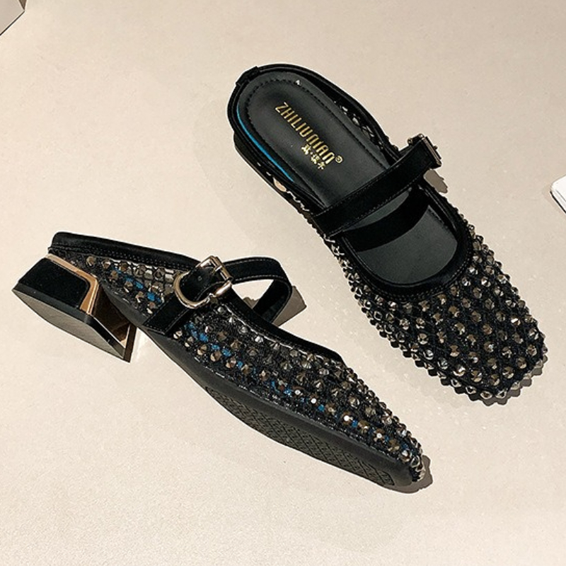 Pantofole con tacco grosso con - Women Shoes Sandals recensione e prezzo