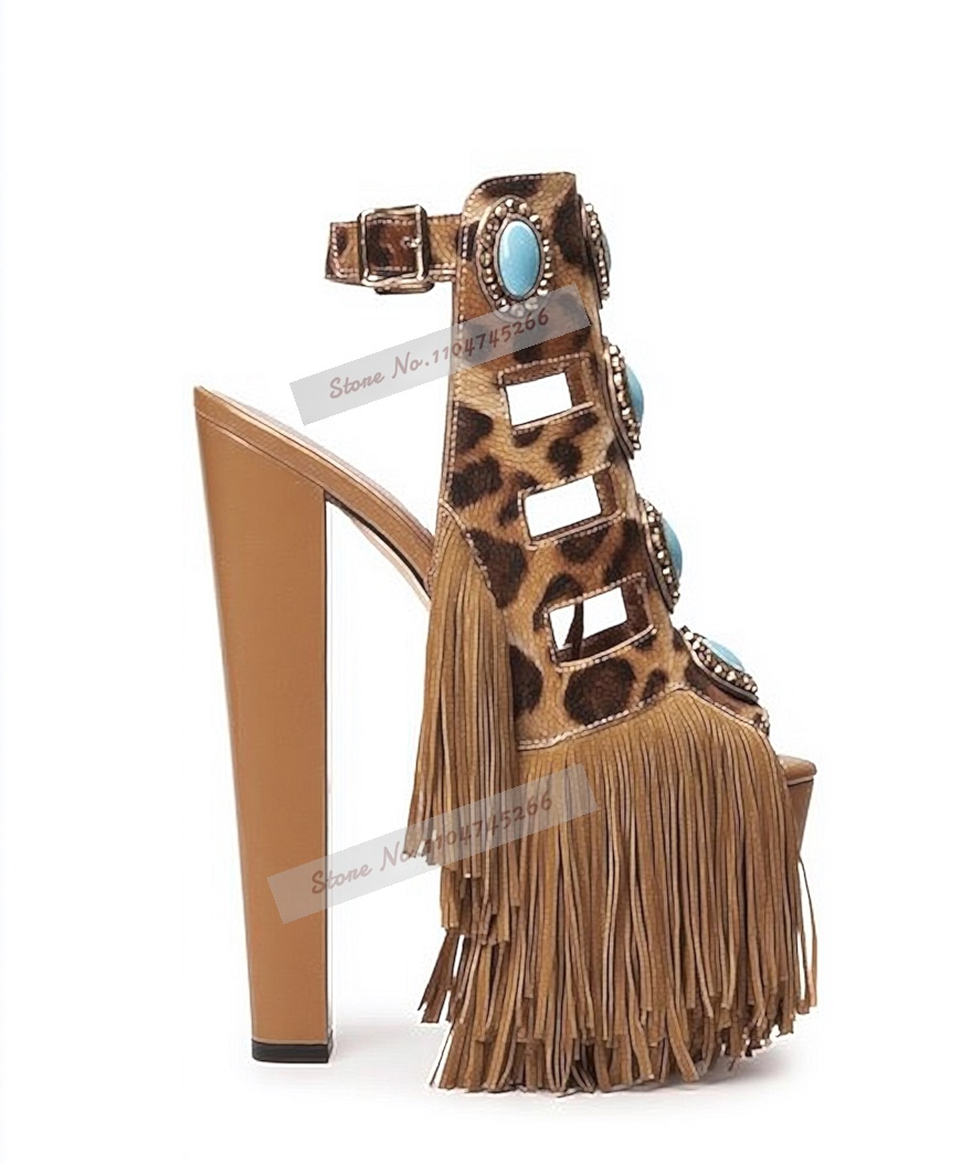 Sandali con tacco grosso e per - Leopard Print Heels recensione e prezzo