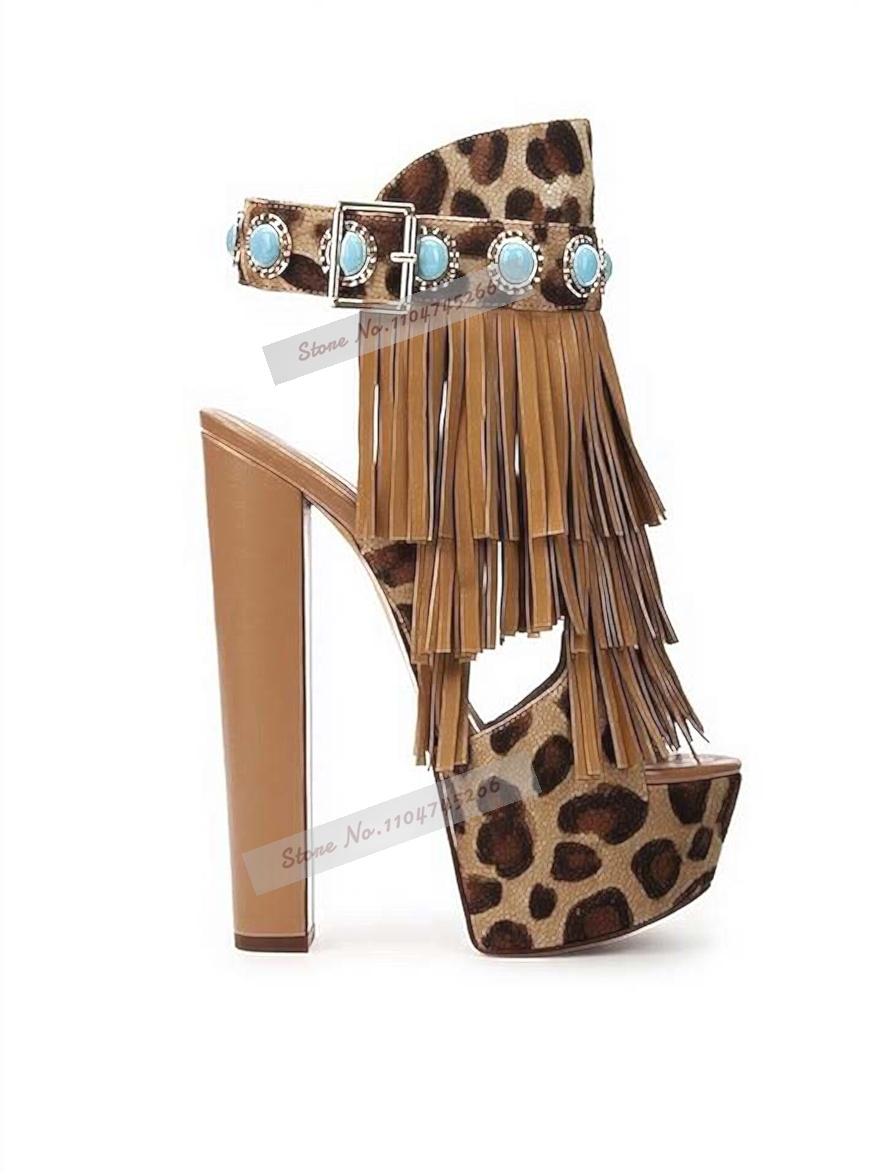 Sandali con tacco grosso e per - Leopard Print Heels recensione e prezzo